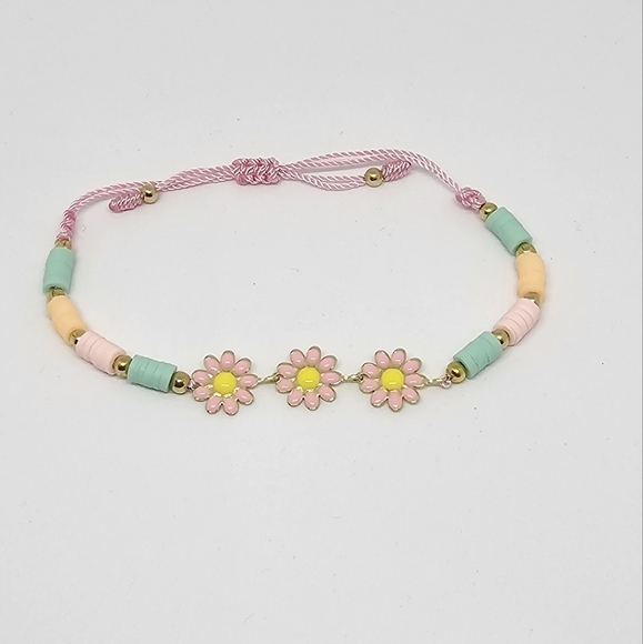 Handmade Colorful Pink Daisy Bracelet - Picture 2 of 4
